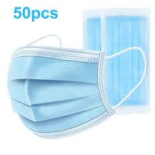 كمامة استيك ازرق مغلفه كبار علبة 50 قطعة